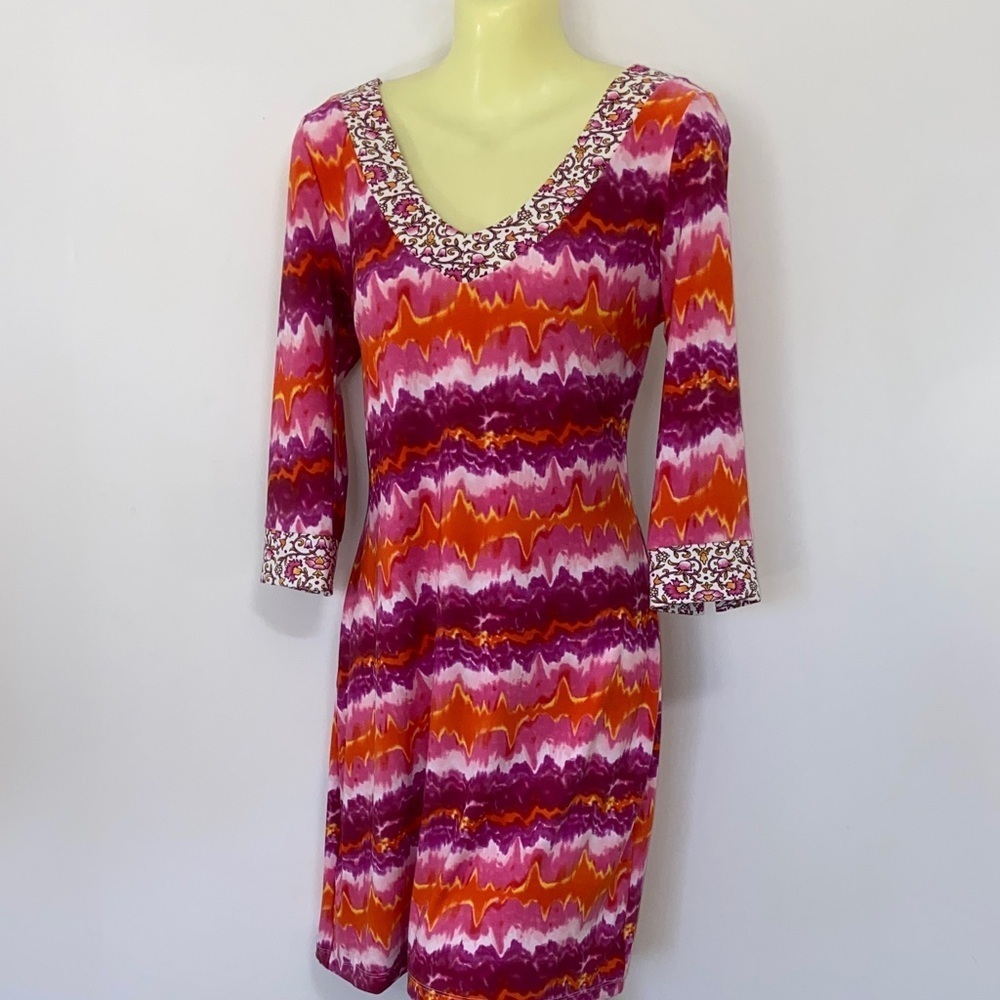 Vertigo Paris”Anjelne” Dress Floral Print Drawstring Neck Empire Line Sz M Nwot